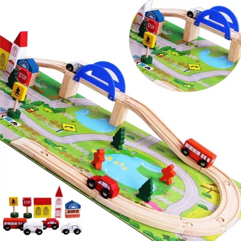 40 Parça Ahşap Araba Yolu Seti