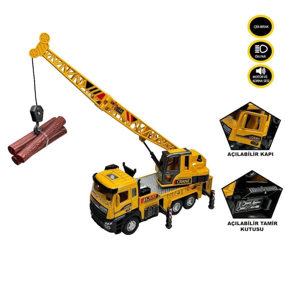 Çek Bırak Işıklı ve Sesli 1:28 2 Asorti Kamyon Kule Vinç
