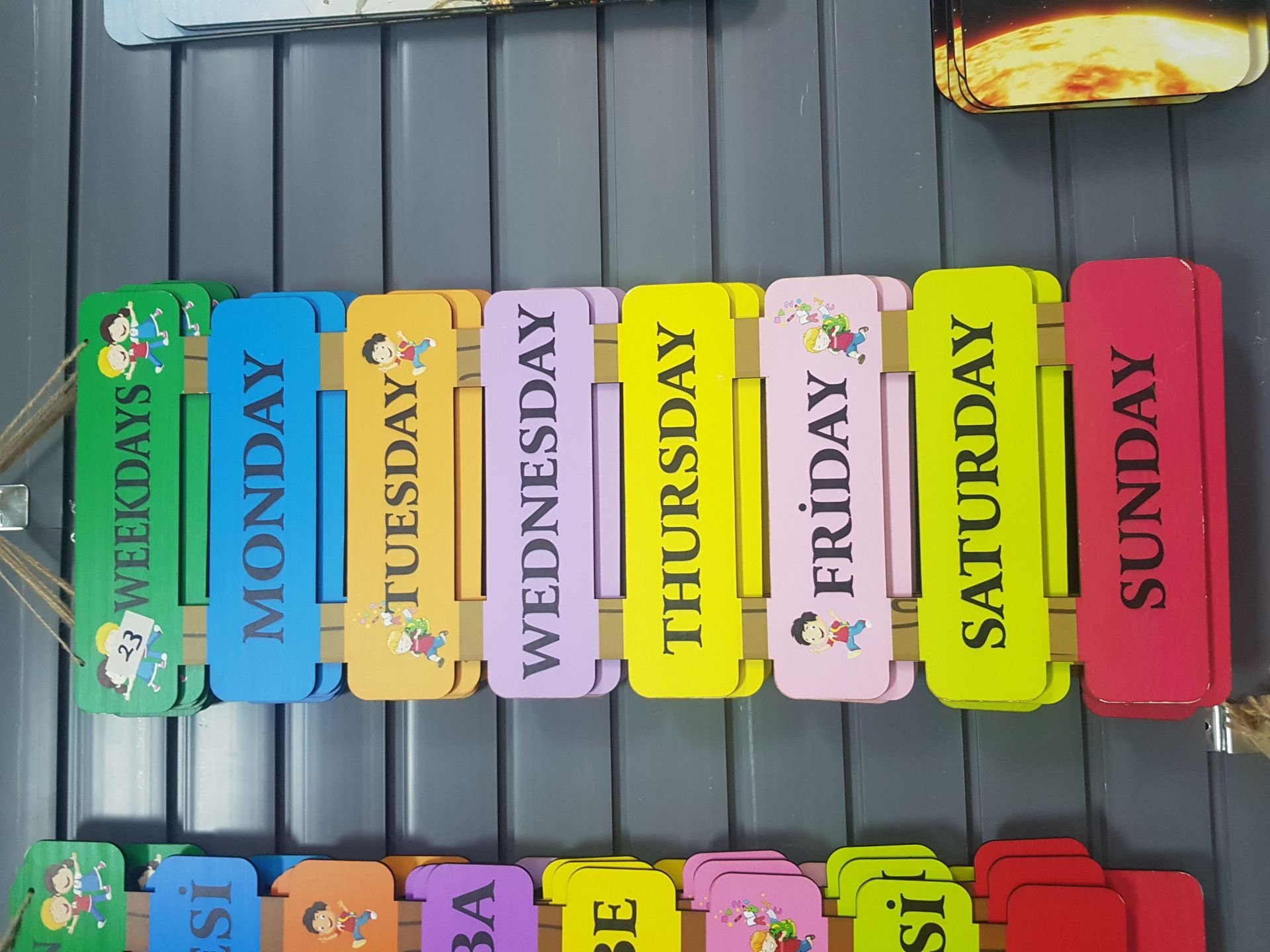 Haftanın Günleri Ahşap Pano İngilizce