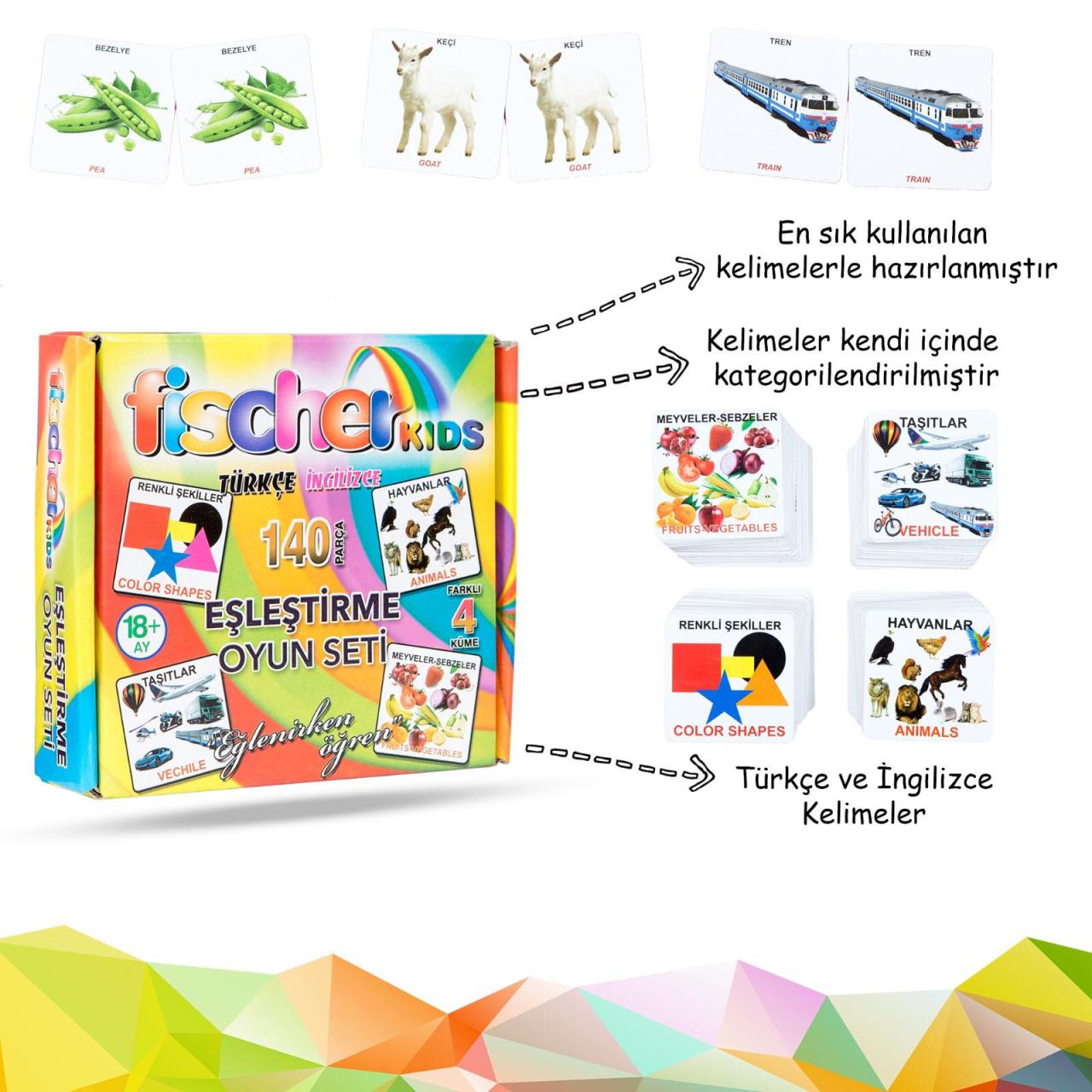 Eşleştirme Oyunu 140 Kart İngilizce Destekli