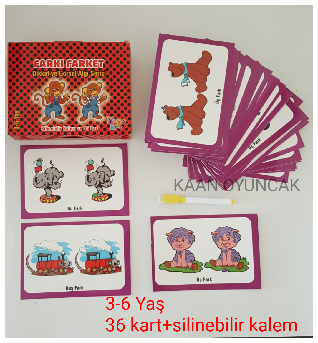 Yuka Farkı Farket Etkinlik Kartları Yaz-Sil Kalem Hediyeli