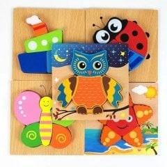 3D Mini Puzzle Set Kalın Parçalı 15*15 cm (4 Adet )