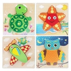 3D Mini Puzzle Set Kalın Parçalı 15*15 cm (4 Adet )