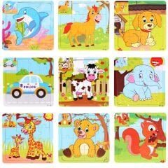Resim Eşlemeli Mini Puzzle 15 Parçalı  (10 ADET )