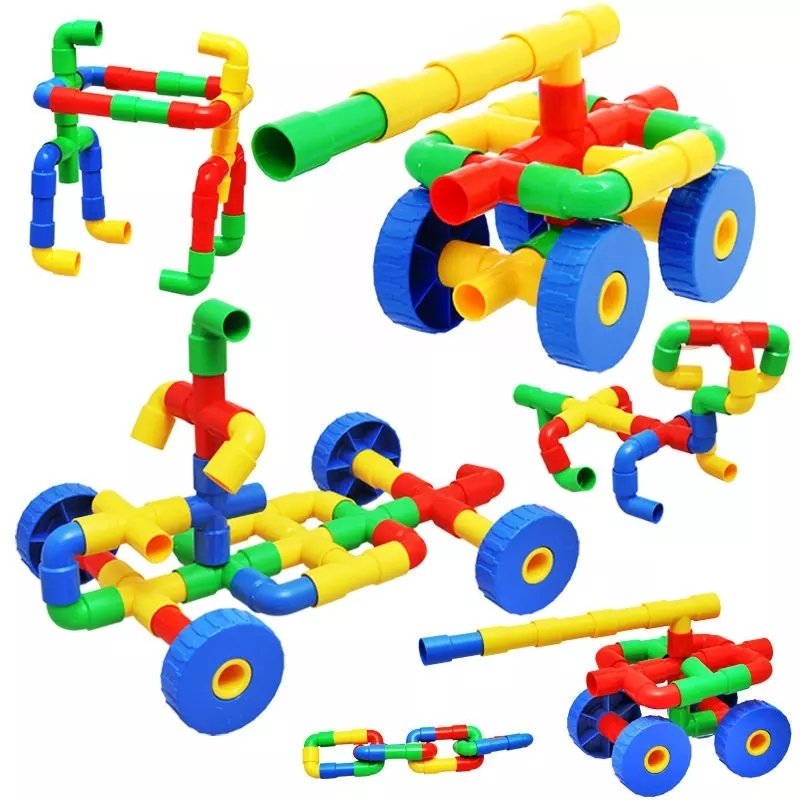 Plastik Tekerlekli Boru Ve Dirsekler Lego 72 Parça