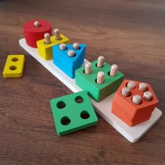 Ahşap Beşli Geometrik Şekiller İthal Ürün 20 Parça