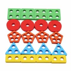 Ahşap Beşli Geometrik Şekiller İthal Ürün 20 Parça