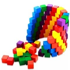 100 Parça Ahşap Birim Küp 2x2x2 cm