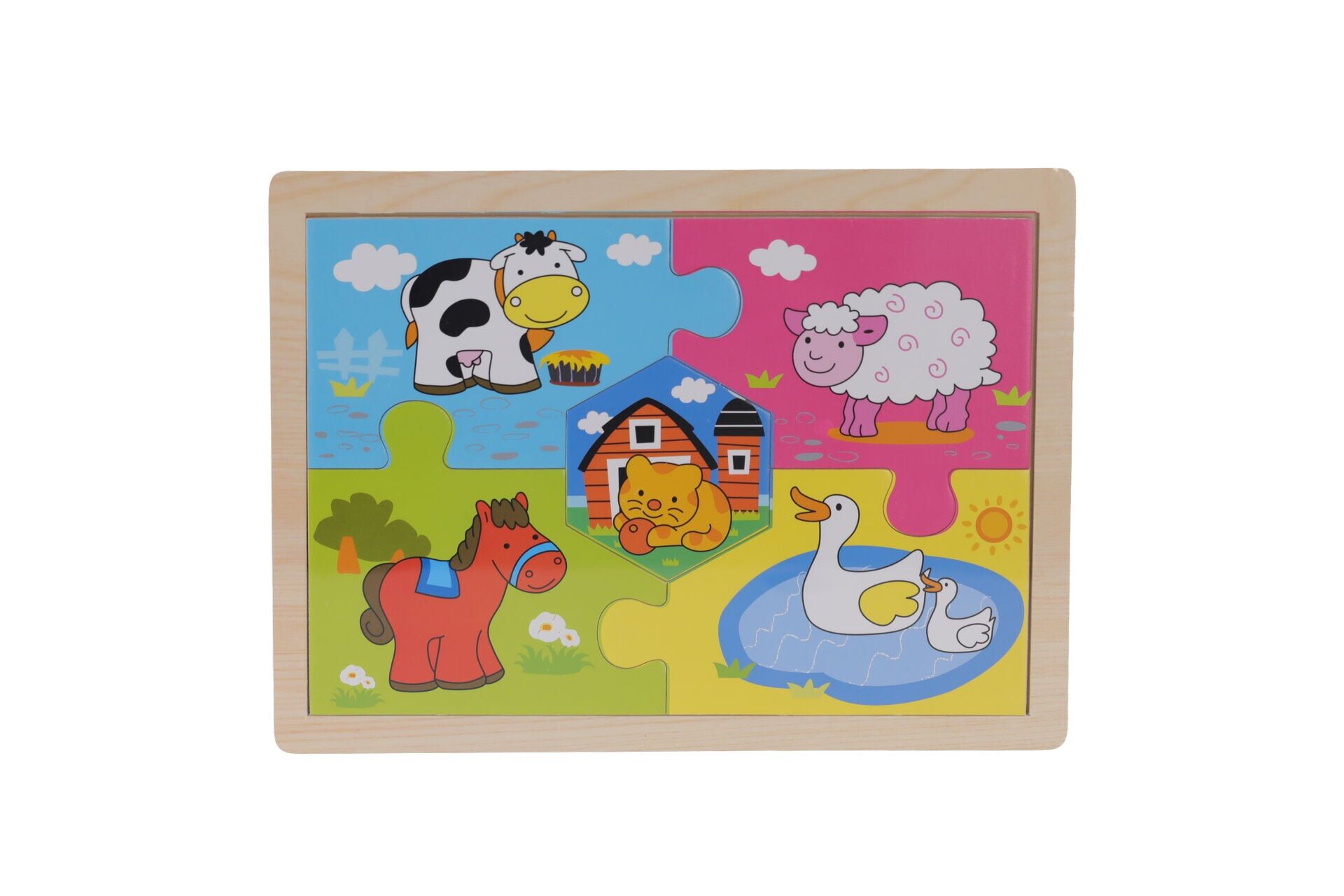 S01002909 WOODEN PUZZLE VEHICLES ANMALS 5 PCS 2 AST
