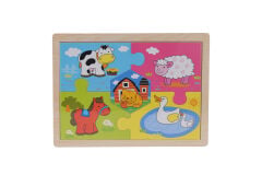S01002909 WOODEN PUZZLE VEHICLES ANMALS 5 PCS 2 AST