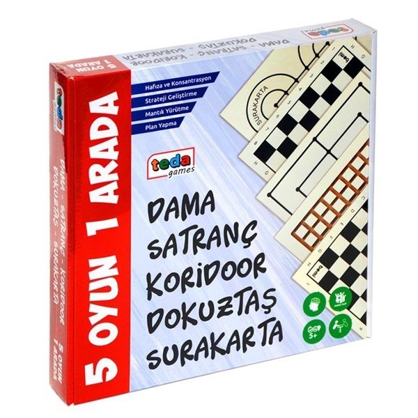 5 Oyun 1 Arada (Dama, Satranç, Koridor ,Dokuztaş, Surakarta)