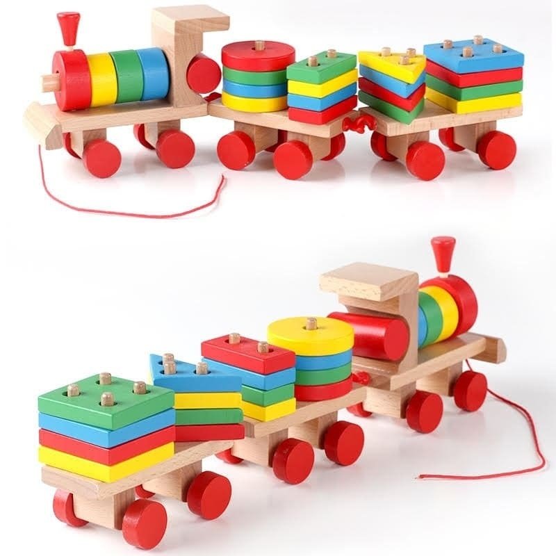 Ahşap Geometrik Şekilli Tren