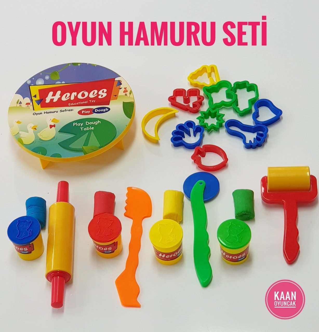 Oyun Hamuru Seti Pizza Kalıplı 4 Farklı Renk 18 Parça