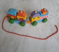 Ahşap Tren (Resimli  Blok Dizmeli )