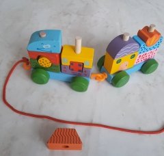 Ahşap Tren (Resimli  Blok Dizmeli )