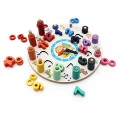 Ahşap Logaritmik Saat Sayı Halkalı 26 cm Çap