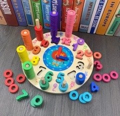 Ahşap Logaritmik Saat Sayı Halkalı 26 cm Çap