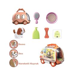 JND-6802 Taşıma Araba Çantalı Hareketli Pilli Köpek Set -Vardem Oyuncak