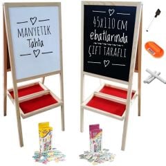 Manyetik Tahta Siyah-Beyaz Sayılar ve Harfler Magnet Hediyeli