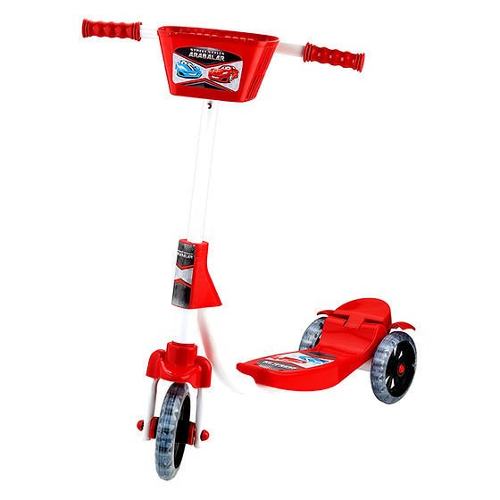 3 Tekerlekli Silikon Tekerlekli Frenli Çocuk Scooter kırmızı