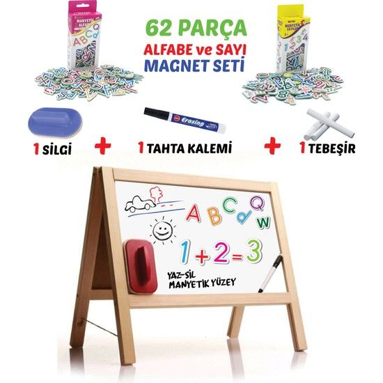 Masaüstü Manyetik Yazı Tahtası 62 Parça Magnet Hediyeli