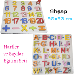 Ahşap Harfler ve Sayılar Eğitim Seti 30x30 cm