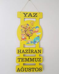 Ahşap Dört Mevsim ve Aylar Set Mevsimler Pano