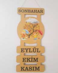 Ahşap Dört Mevsim ve Aylar Set Mevsimler Pano