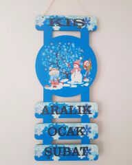 Ahşap Dört Mevsim ve Aylar Set Mevsimler Pano