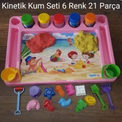 Tepsili 6 Renk Kinetik Kum Oyun Seti 21 Parça