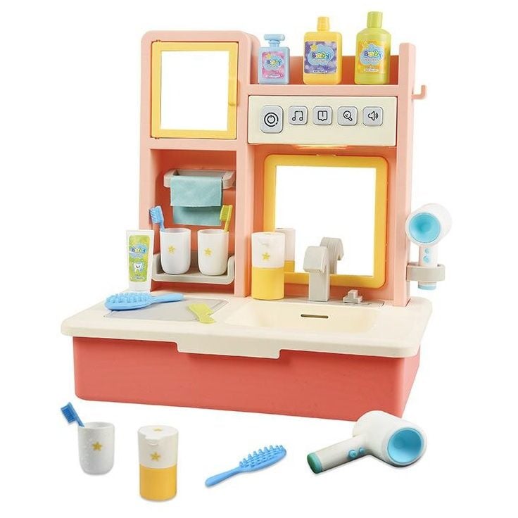 Eğitici Sesli Ve Müzikli Modern Banyo Dolabı pembe