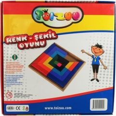24 Parça Ahşap Renk ve Şekil Desen Oyunu