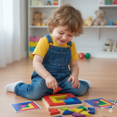 24 Parça Ahşap Renk ve Şekil Desen Oyunu