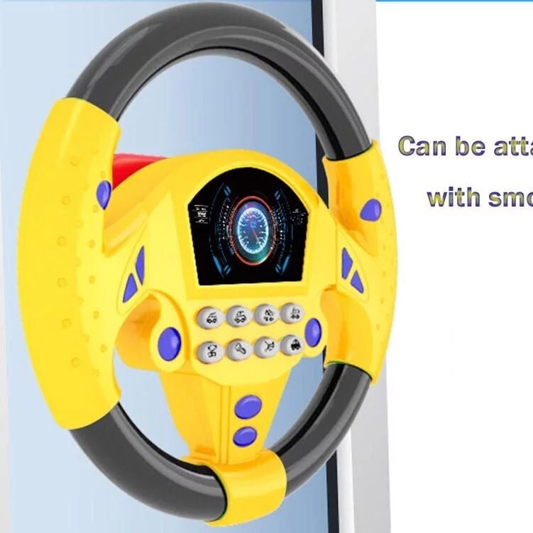 Babycim 360 Dönen Sesli Direksiyon 8 Farklı Araç Sesi Sarı