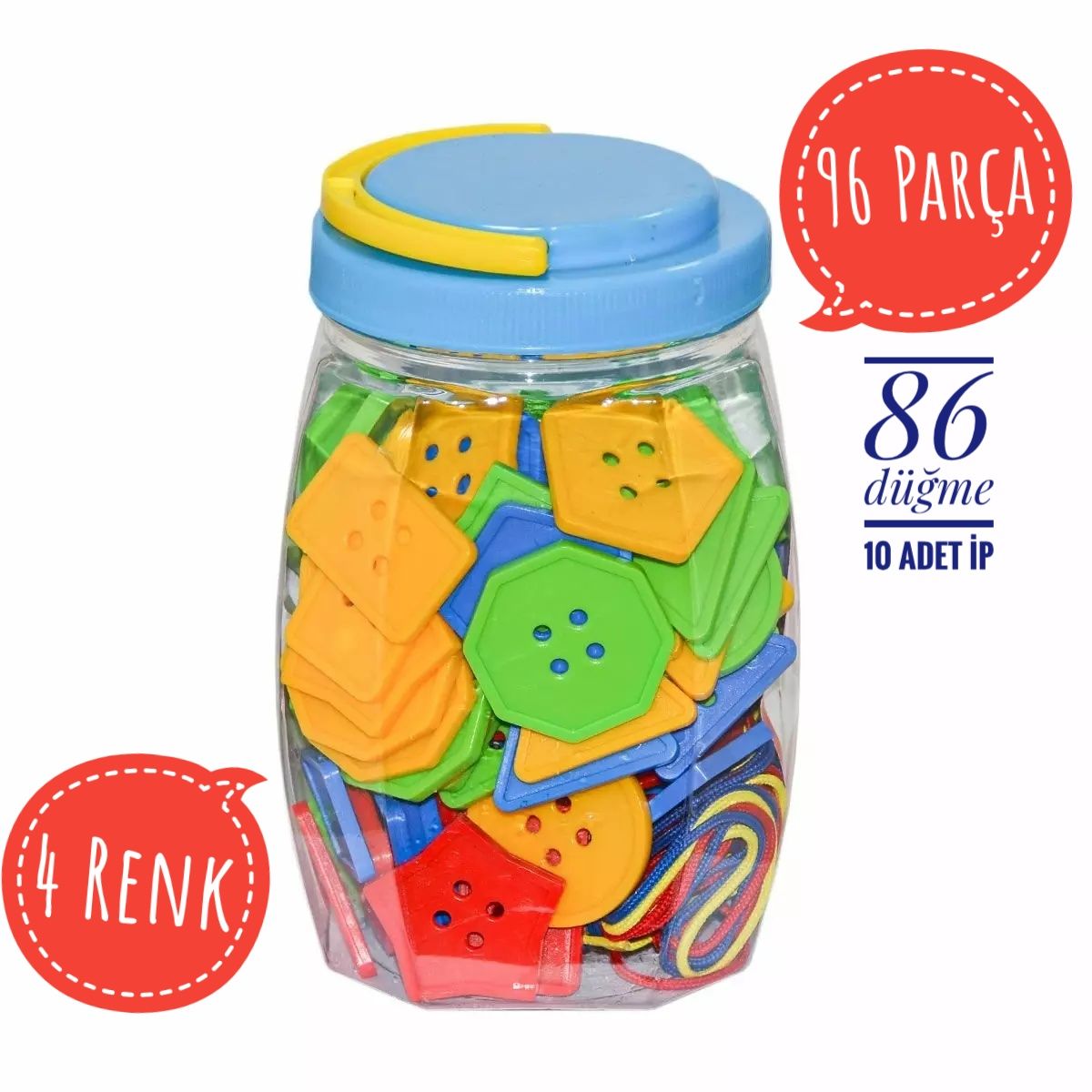 İpli Geometrik Düğmeler 96 Parça Kutulu