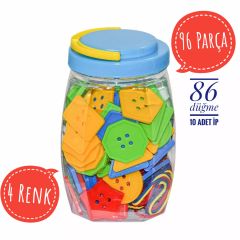 İpli Geometrik Düğmeler 96 Parça Kutulu