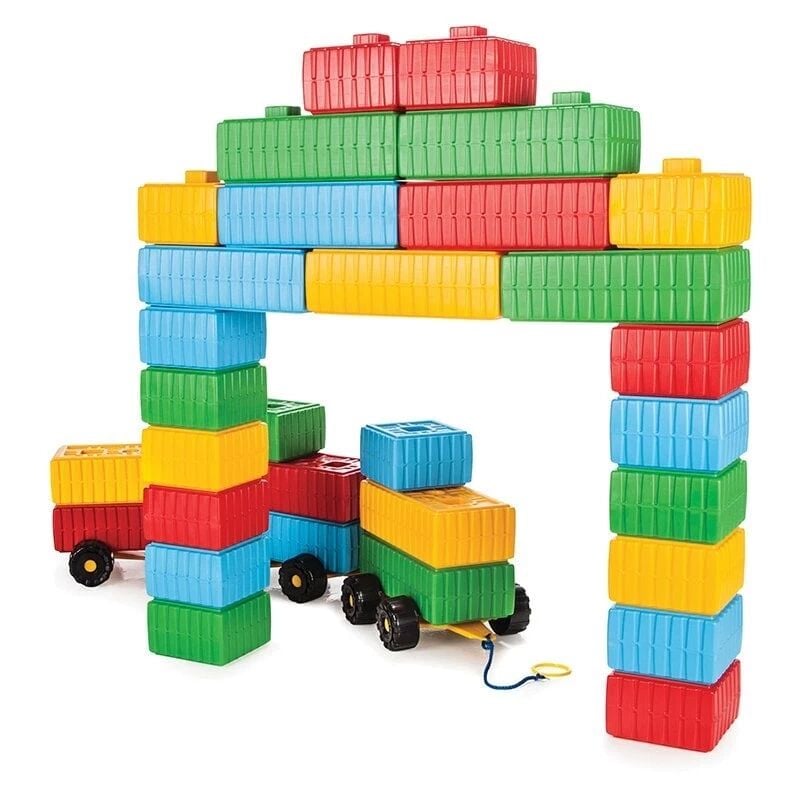 Mega Büyük Boy Tuğla Blok Ve Araba Seti (43 Parça)