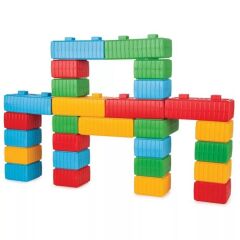 Mega Büyük Boy Tuğla Blok Ve Araba Seti (43 Parça)