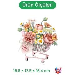 LZ4124 LOZ PEMBE ARABALI ÇİÇEKLER 584 PARÇA BLOCK