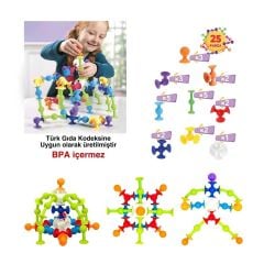Vakum Molekül 50 Parça Yapı Taşları Fidget Duyusal Eğitici Oyuncak Squigz Lego