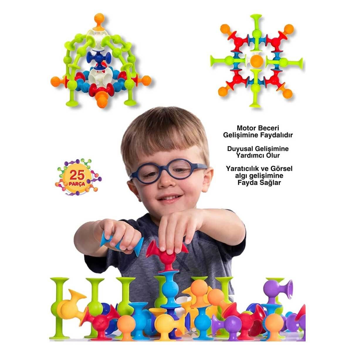Vakum Molekül 50 Parça Yapı Taşları Fidget Duyusal Eğitici Oyuncak Squigz Lego